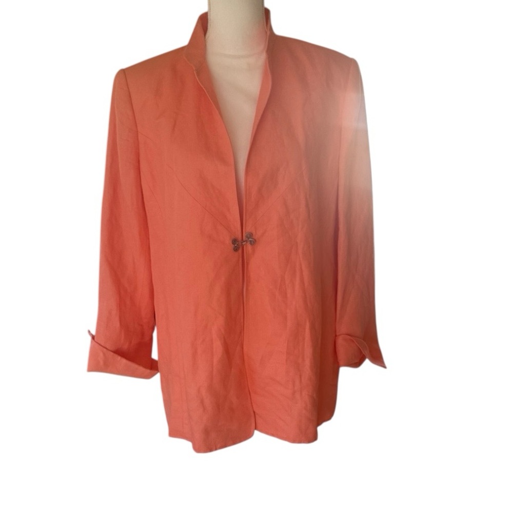 Linen blend coral luster summer blazer career womens Size 14 NWT